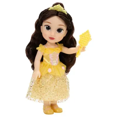 Boneca vestida de princesa amarela com espelho amarelo