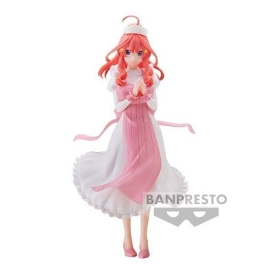 Figura colecionável personagem anime vestido rosa e branco cabelo rosa