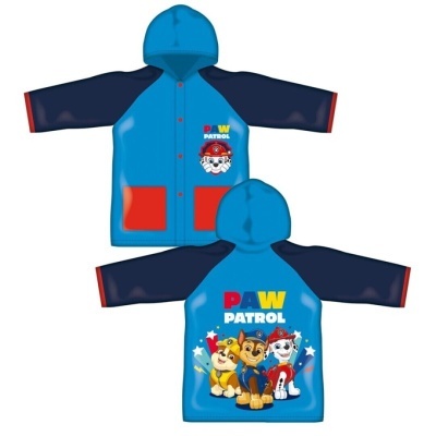 Casaco impermeável azul com capuz e estampado PAW PATROL para crianças