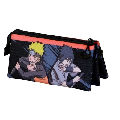 Estojo escolar com estampa Naruto e Sasuke em tecido colorido