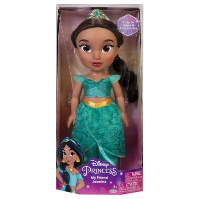 Boneca Jasmine da Disney Princesa na caixa de embalagem com traje verde e dourado