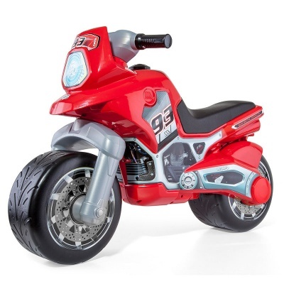 Moto de brincar vermelha com detalhes cinza e pretos