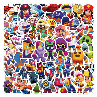 Autocolantes coloridos de personagens do videojogo Brawl Stars
