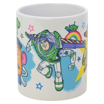 Caneca branca com personagens Toy Story coloridos
