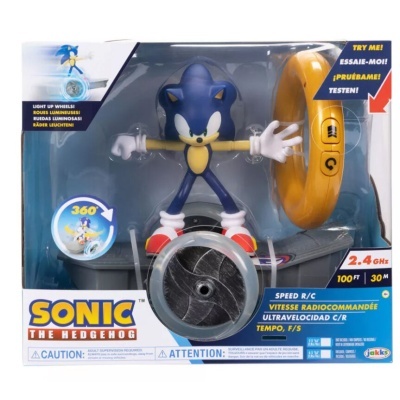 Figura Sonic the Hedgehog e comando de controlo na embalagem