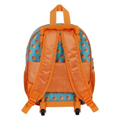 Mochila pequena com rodas padrão emojis e alças acolchoadas laranja