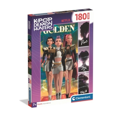 Caixa de puzzle KPOP DEMON HUNTERS Netflix com imagem de três personagens femininas e 180 peças.