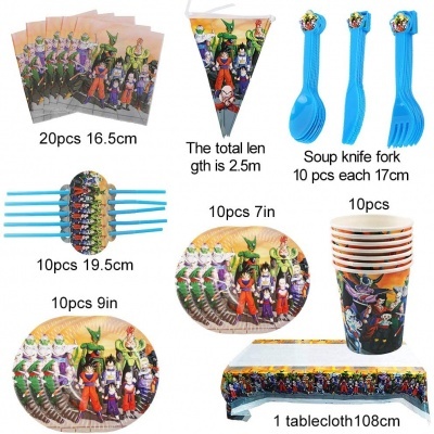 Kit de artigos descartáveis coloridos com temática de personagens de desenho animado para festa