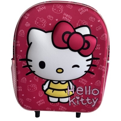 Mala de criança rosa com personagem Hello Kitty estampada