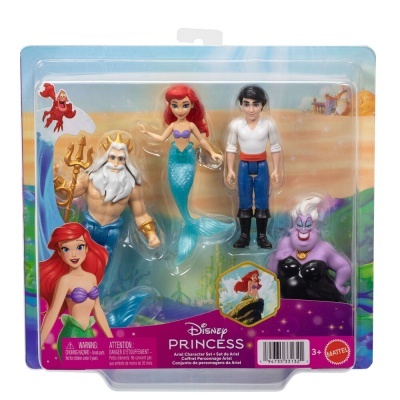 Conjunto de figuras Disney Princess Ariel e personagens embaladas num blister