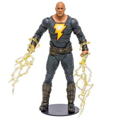 Figura de ação de super-herói com raio amarelo no peito e raios nas mãos
