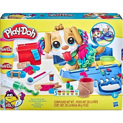 Kit Play-Doh Care 'n Carry Vet com cão de massa colorida e acessórios