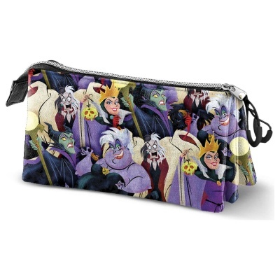 Necessaire com padrão de personagens vilãs da Disney em tecido colorido