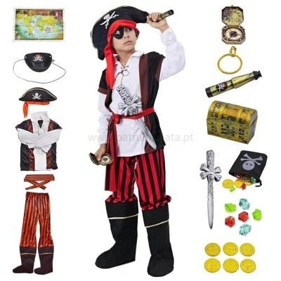 Fato de pirata para criança com acessórios de pirata