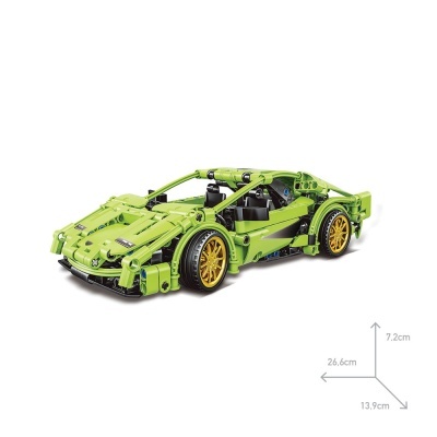 Modelo de carro desportivo LEGO verde com rodas douradas