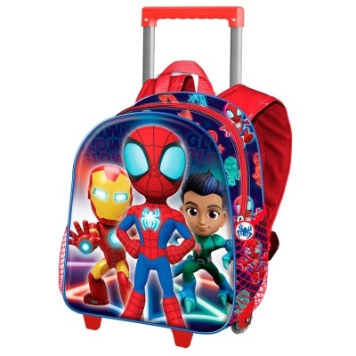 Mochila de carrinho infantil Homem-Aranha com personagens coloridos