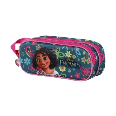 Estojo escolar com personagem Mirabel de Disney Encanto e padrão floral
