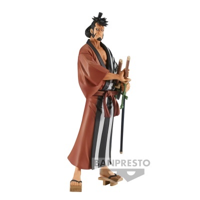 Figura de ação de personagem masculino com quimono e espadas