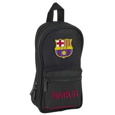 Mochila pequena preta com emblema FCB e BARÇA bordado