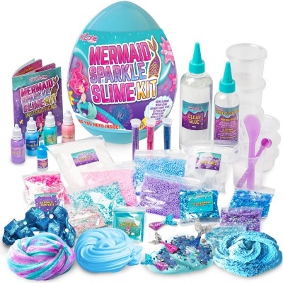 Kit Mermaid Sparkle Slime com acessórios e slime colorido
