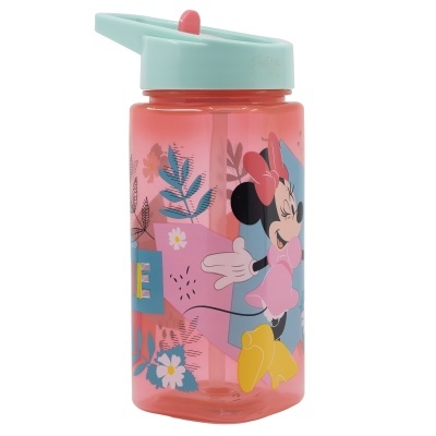 Garrafa de água infantil Minnie Mouse cor-de-rosa e tampa azul