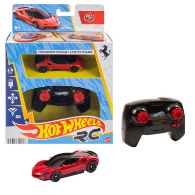 Carrinho Hot Wheels RC Ferrari SF90 Stradale Assetto Fiorano vermelho com controlador