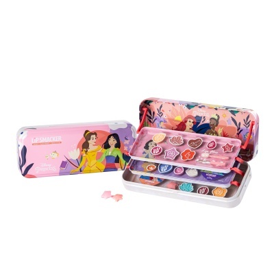 Estojos metálicos da LIP SMACKER com maquilhagem temática de princesas Disney