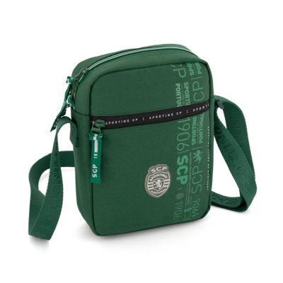 Bolsa transversal verde com emblema Sporting e texto Sporting CP 1906 SCP