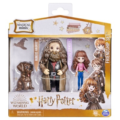 Conjunto de figuras Harry Potter com Rubeus Hagrid, Hermione Granger e cão