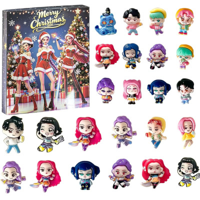 Broches coloridos de personagens de anime com caixa temática de Natal Merry Christmas 2026
