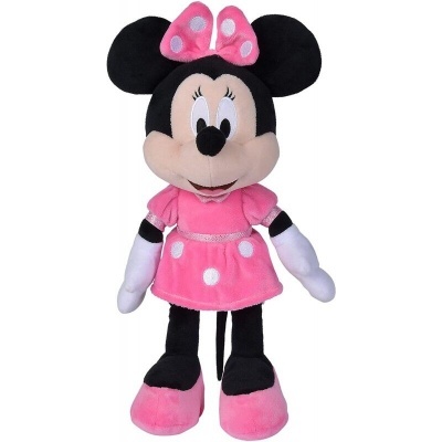 Pelúcia Minnie Mouse com vestido rosa com bolinhas brancas