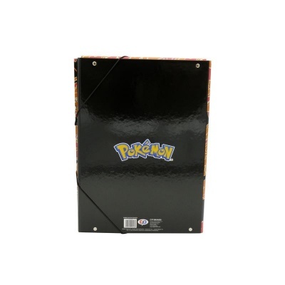 Caderno capa dura preto com logótipo Pokémon e elásticos pretos
