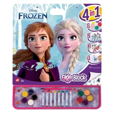 Kit de pintura 4 em 1 Giga Block Frozen da Disney com tintas e marcadores