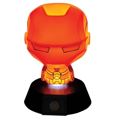 Lâmpada de cabeceira Iron Man cor de laranja com base preta