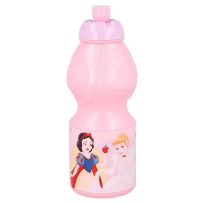 Garrafa de água cor-de-rosa com personagens Disney Snow White e Cinderela