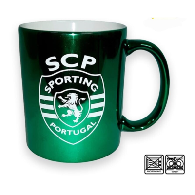 Caneca metálica verde com logótipo do SCP Sporting Portugal
