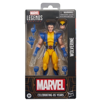 Figura de ação Wolverine Marvel Legends na embalagem com acessórios