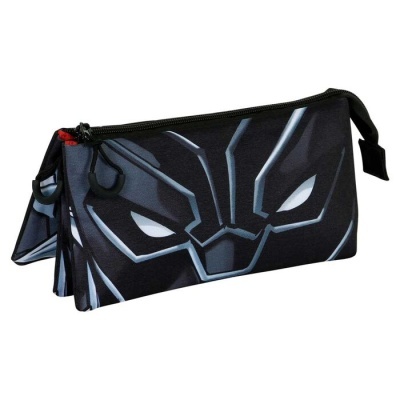 Estojo escolar preto e cinzento com padrão Pantera Negra