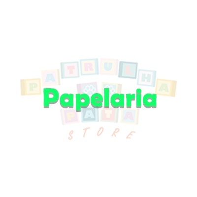 Logótipo colorido da Patrulha Pata com a palavra Papelaria