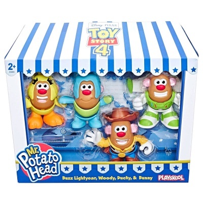 Conjunto Mr. Potato Head Toy Story 4 com 4 figuras de personagens em caixa azul e branca