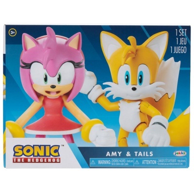 Conjunto de figuras Amy e Tails de Sonic the Hedgehog embalados