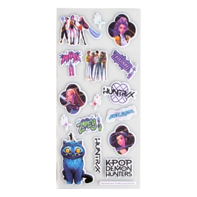 Conjunto de autocolantes K-POP DEMON HUNTERS com personagens e texto em fundo branco