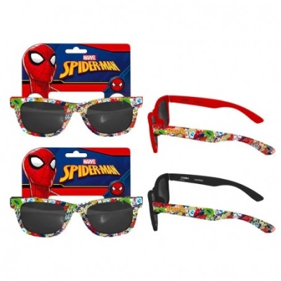 Óculos de sol infantis Spider-Man com armação colorida e hastes vermelhas ou pretas