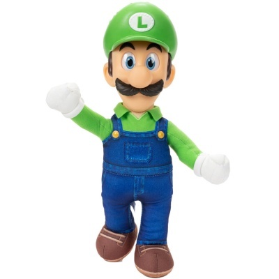 Boneco Luigi com roupa verde e azul e capacete com letra L
