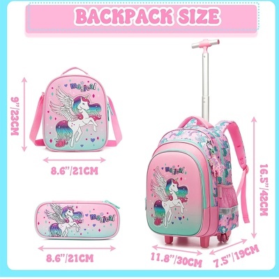 Conjunto de mochila e estojo com desenho de unicórnio e a palavra magical