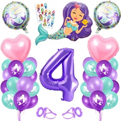 Conjunto de balões decorativos temáticos de sereia para festa de aniversário