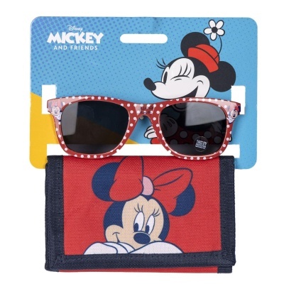 Óculos de sol infantis vermelhos de bolinhas com estojo vermelho da Minnie Disney
