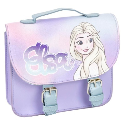 Mochila lilás e azul pastel com personagem Elsa e texto 'Elsa'