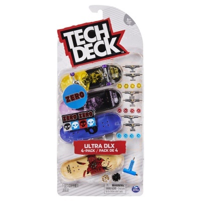 Conjunto Tech Deck Ultra DLX de 4 mini skateboards com cores variadas em embalagem blister