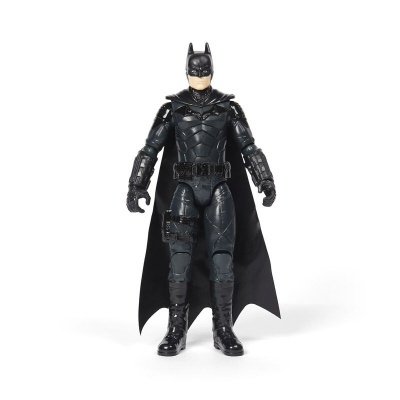 Figura de ação do Batman com traje negro e capa preta